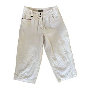 White Capri Pants Size 6 Cotton Stretch Cropped Summer Pants Casual Resort Style